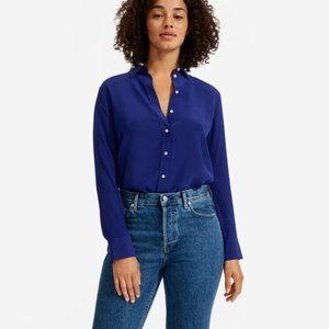 NWT Everlane Clean Silk Relaxed Shirt Cobalt